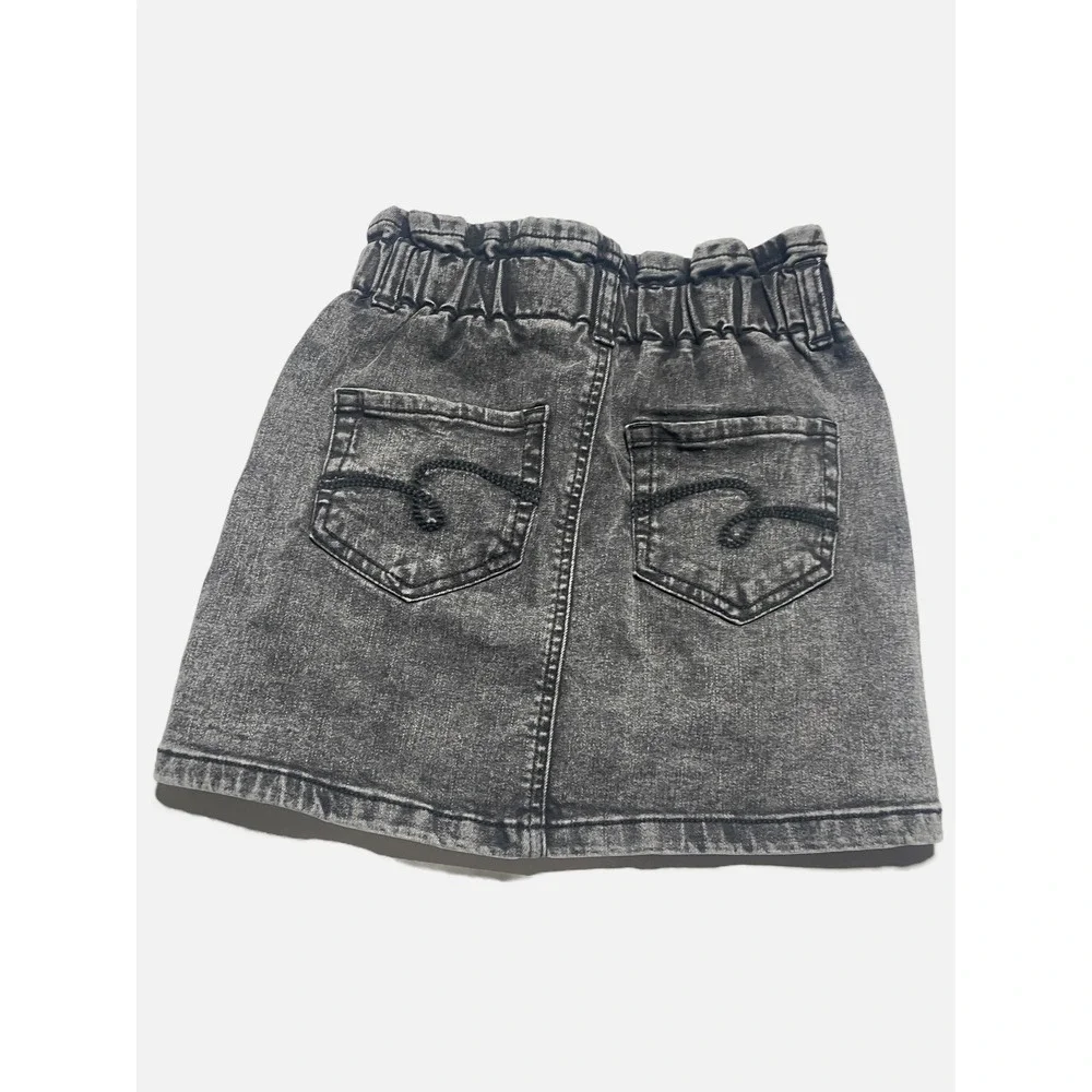 Justice Denim Skirt Girls 7‎ Gray Paperbag Waist Acid Wash Casual School